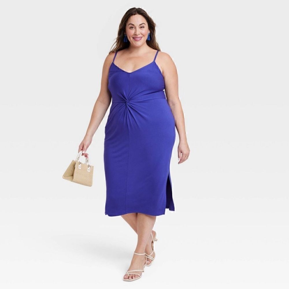 Ava&Viv Women's V-Neck Bodycon Dress Royal Blue NWOT Size XXL